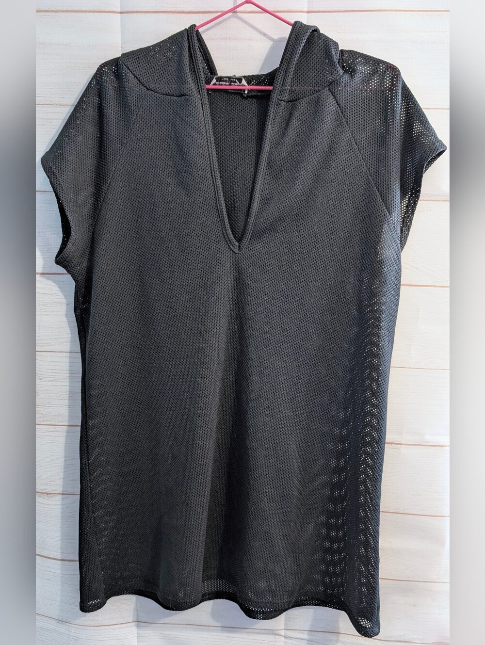 Jordan Taylor Black Mesh Hooded  Top Swimsuit Cover Up Size XL